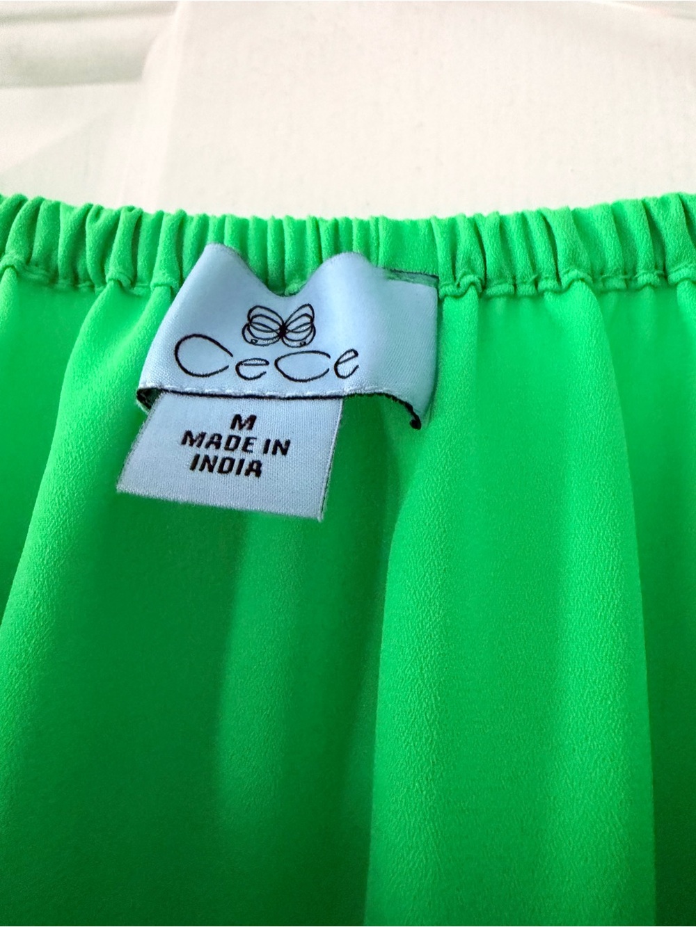 CeCe Neon Green Ruffle Sleeve Blouse - Picture 3 of 3